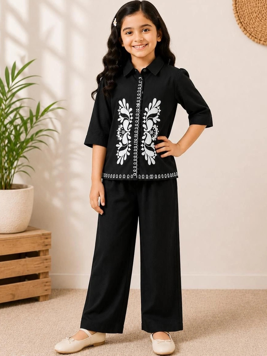 BAAQI Girls Printed Shirt with Palazzos