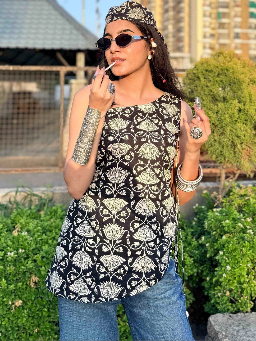 Rashijangidofficial Floral Printed Pure Cotton Kurti