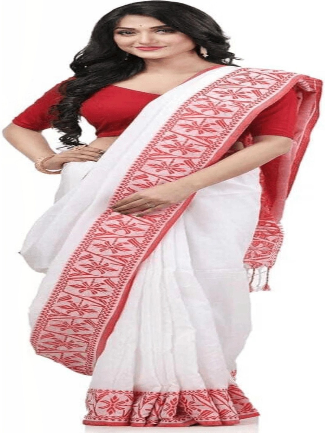 Zayraa Embroidered Pure Cotton Khadi Saree