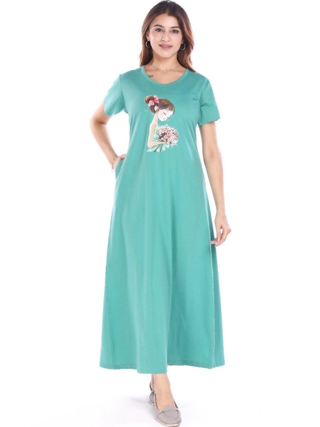 E-MAX Printed Maxi Nightdress