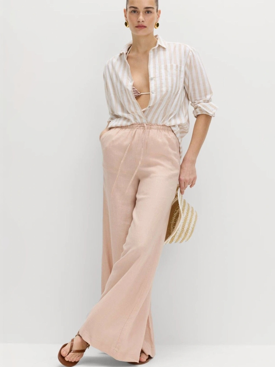 Kotty Women Solid High Waist Wide Leg Trouser