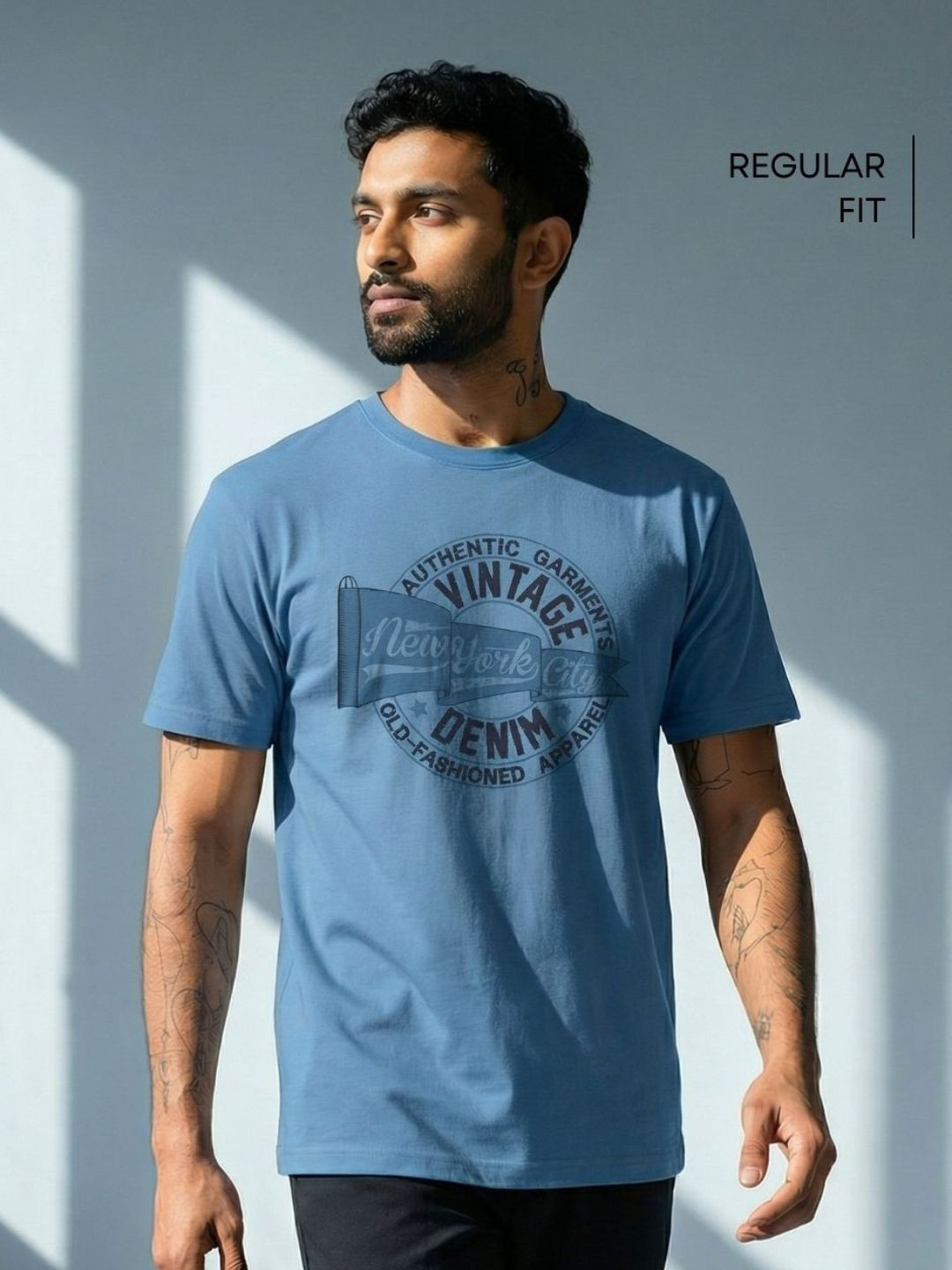 RAAX Men Typography Printed Pure Cotton T-shirt