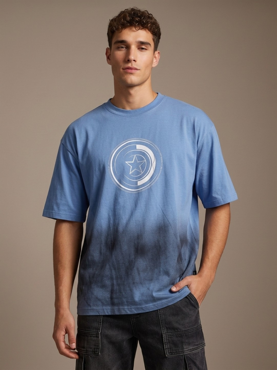 Captain America Printed Oversized T-shirt