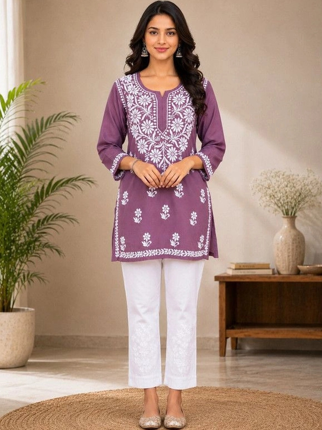 MISAYL Ethnic Motifs Embroidered Chikankari Chikankari Kurti