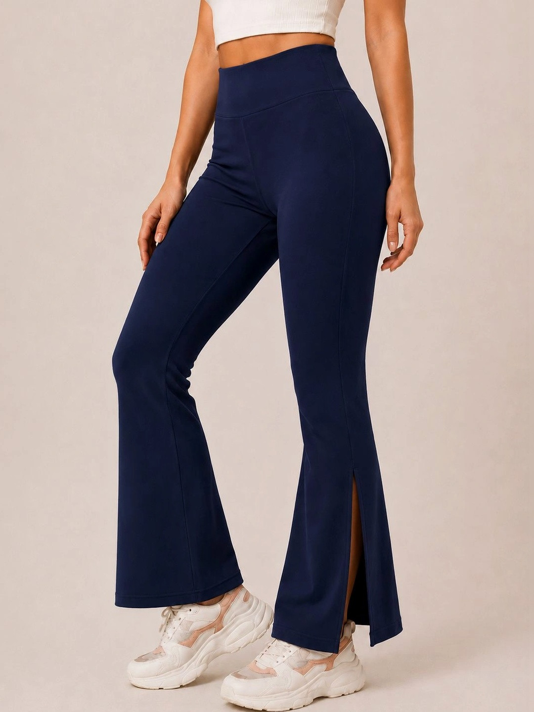 TEEFLIPS Women High-Rise Side-Slit Flared Tights