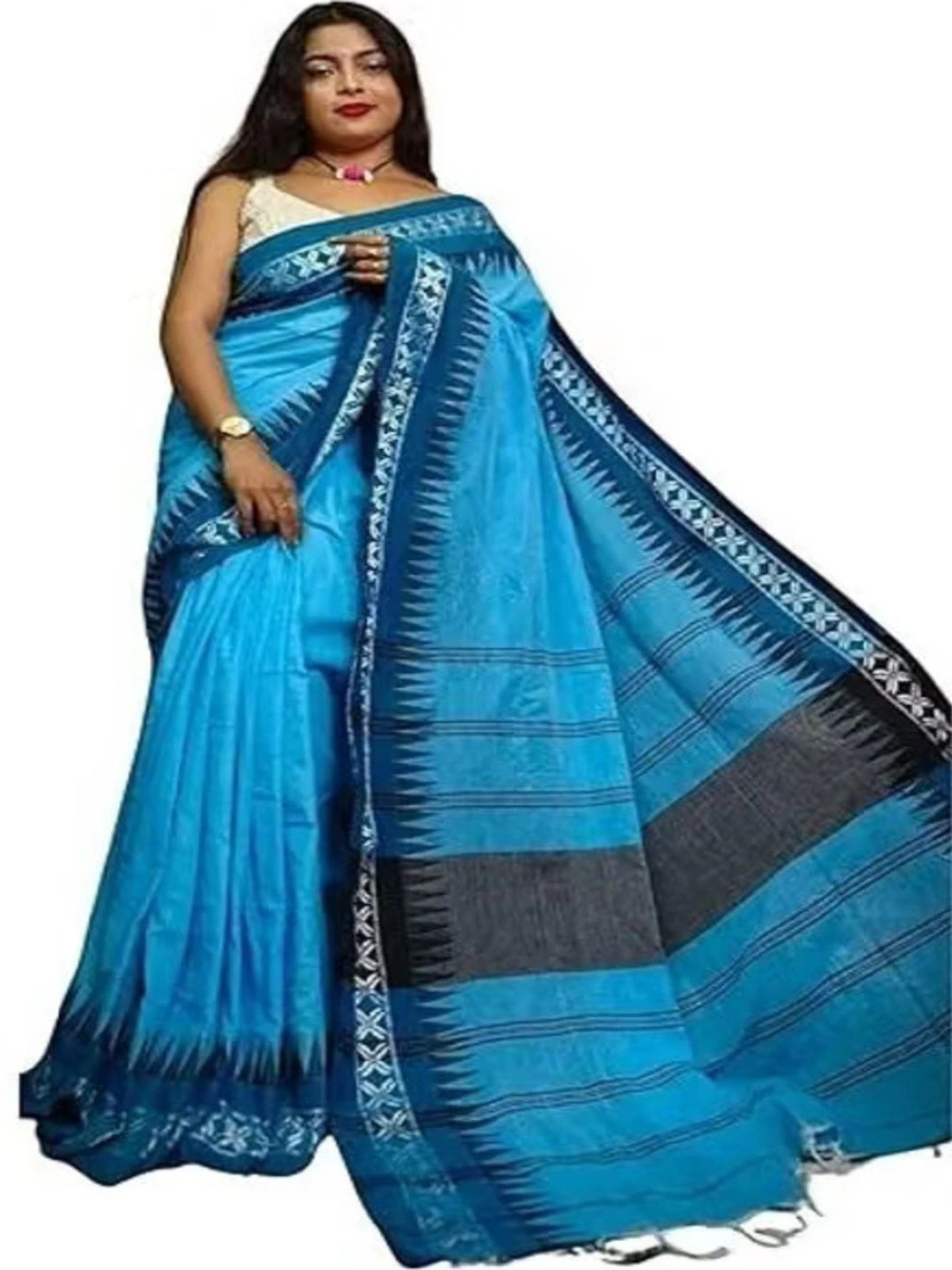 Zayraa Striped Pure Cotton Khadi Saree