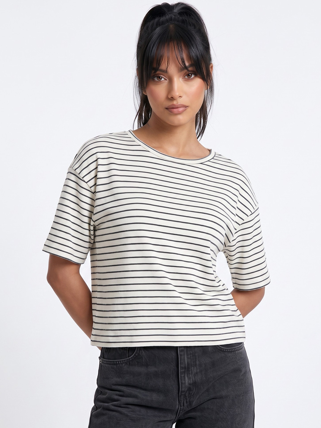 glitchez Striped Monochrome Top