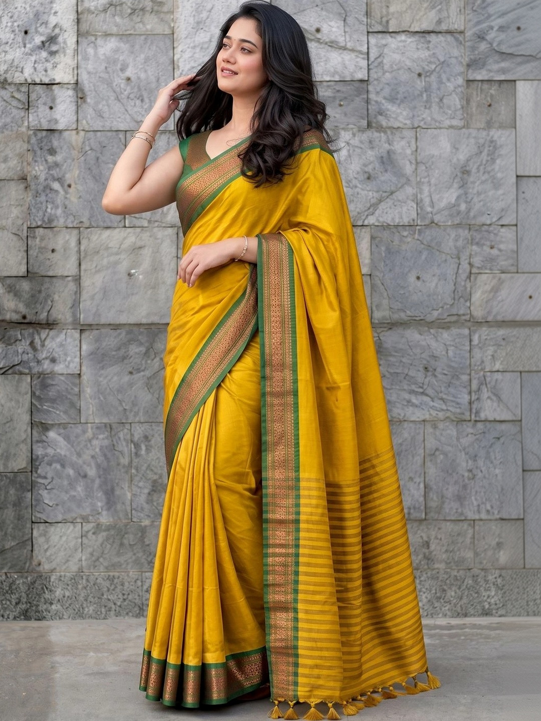 SILKWEAR Ethnic Motifs Zari Silk Cotton Paithani Saree