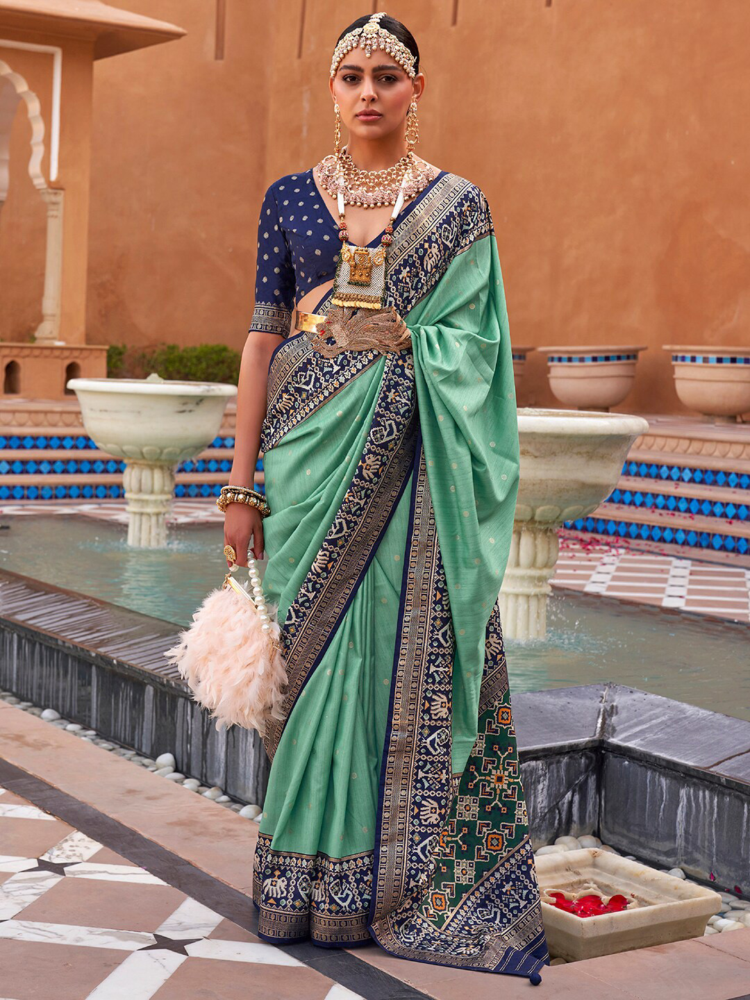Anouk Woven Design Zari Silk Blend Patola Saree