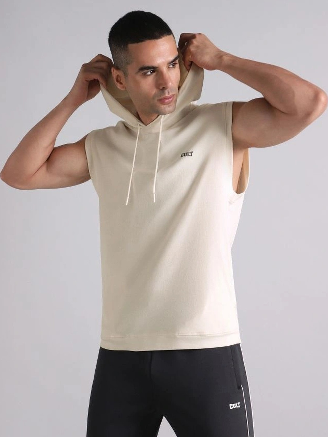 CULT Men White Fight Combat Hoodie Tank