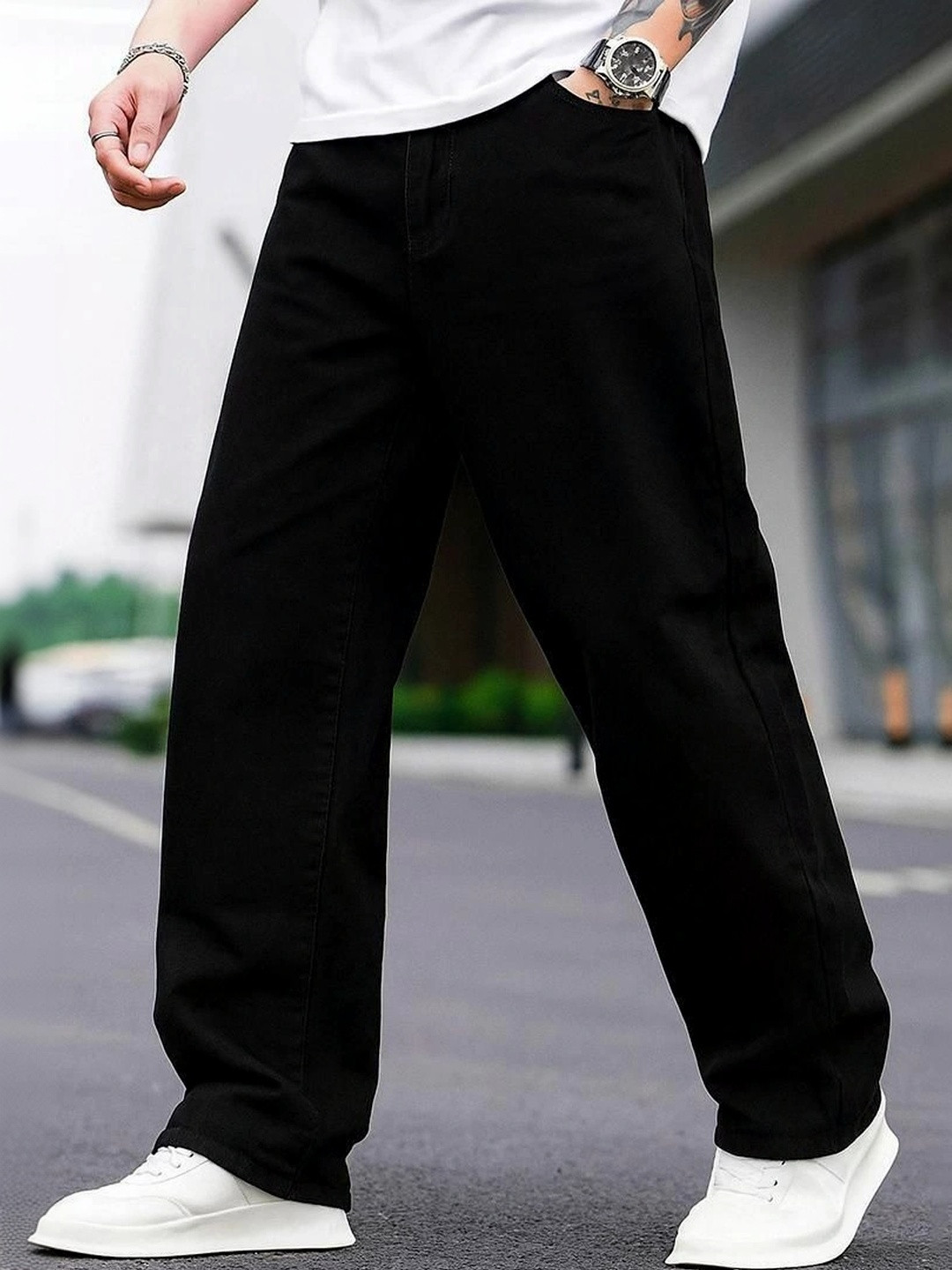 LEVORCE Men Relaxed Fit Mid-Rise Stretchable Jeans