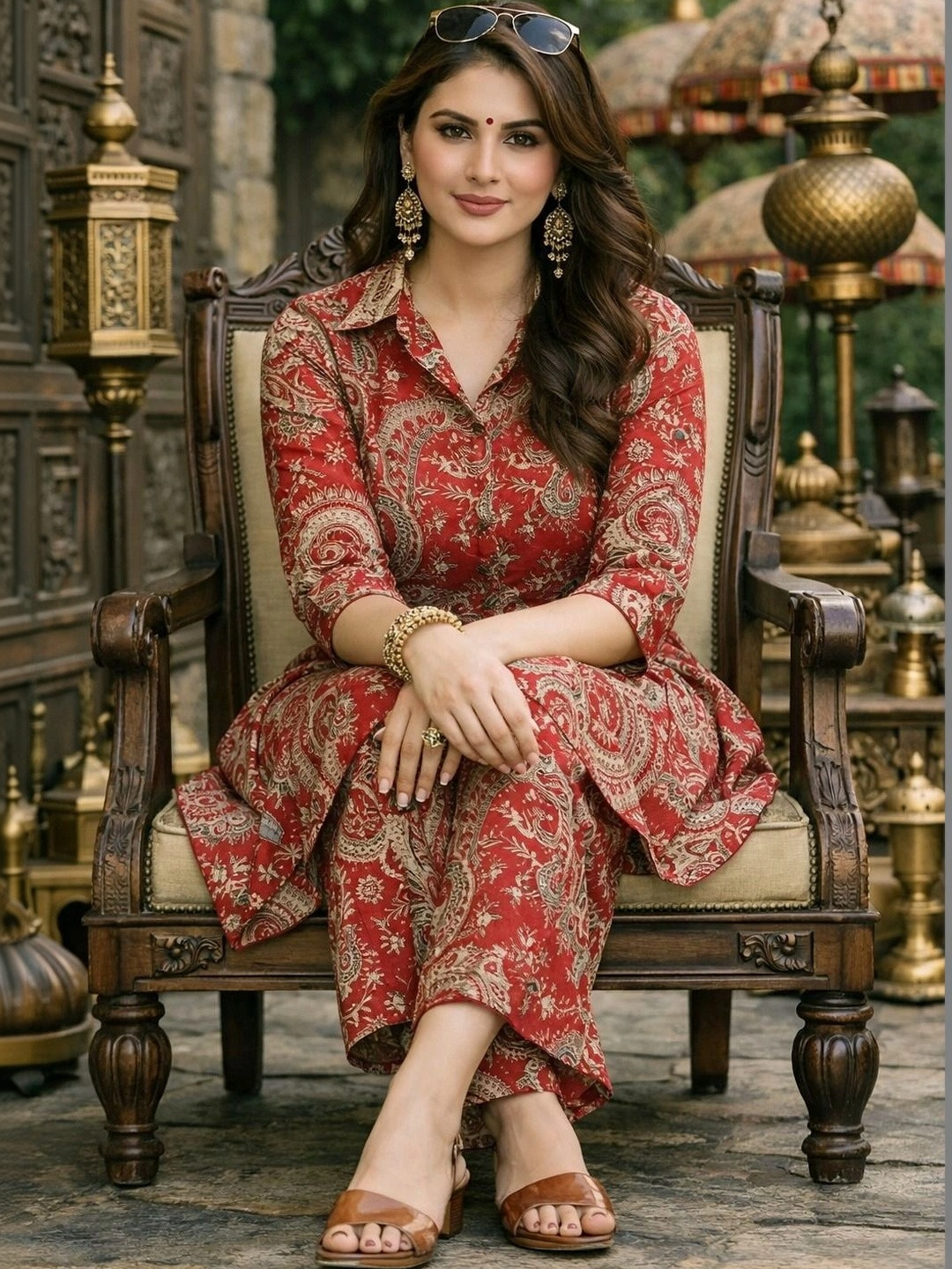 Shrivani Women Paisley Printed Regular Pure Cotton Kurta with Trousers