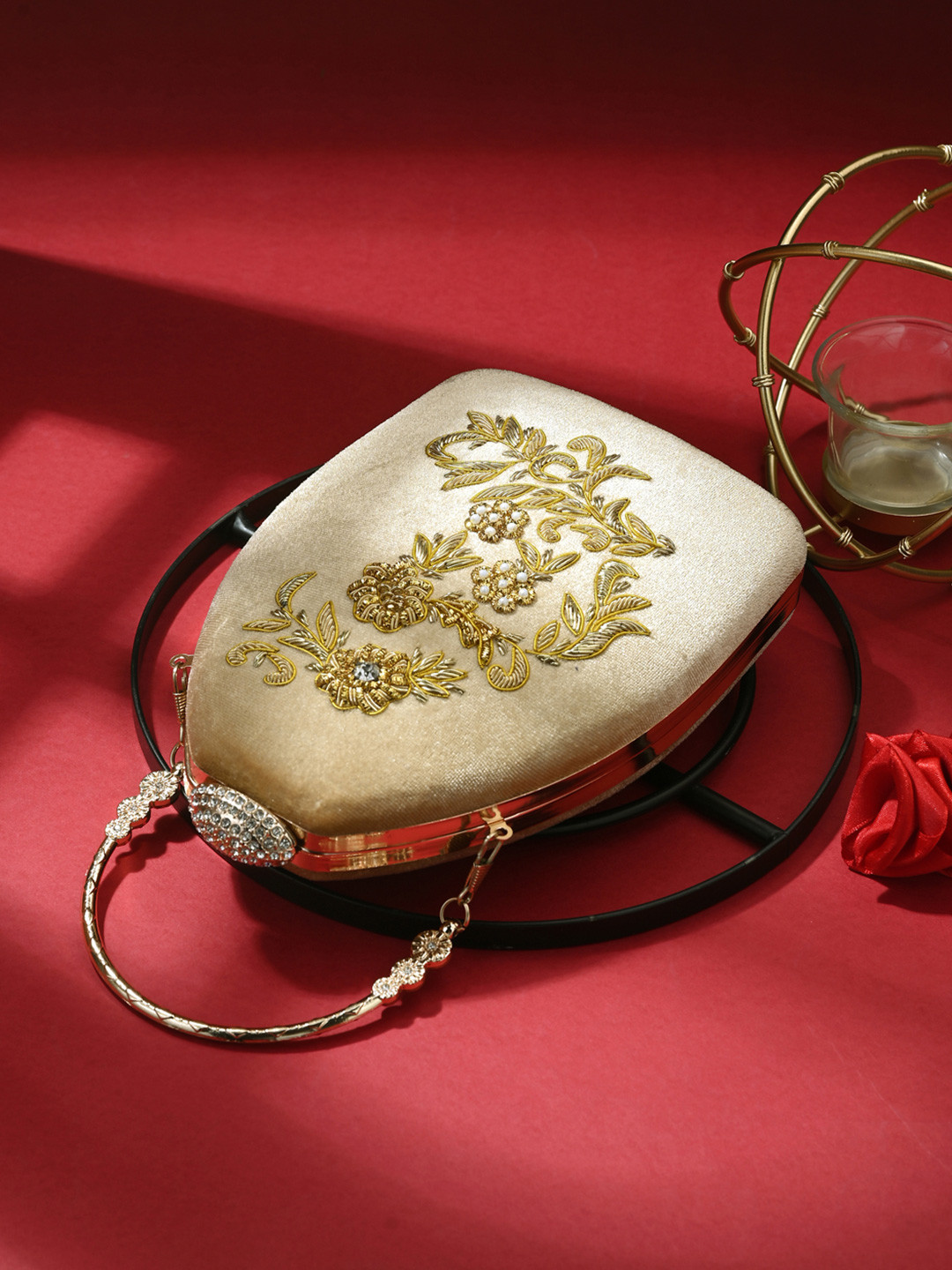 Anouk Floral Embroidered Embellished Box Clutch