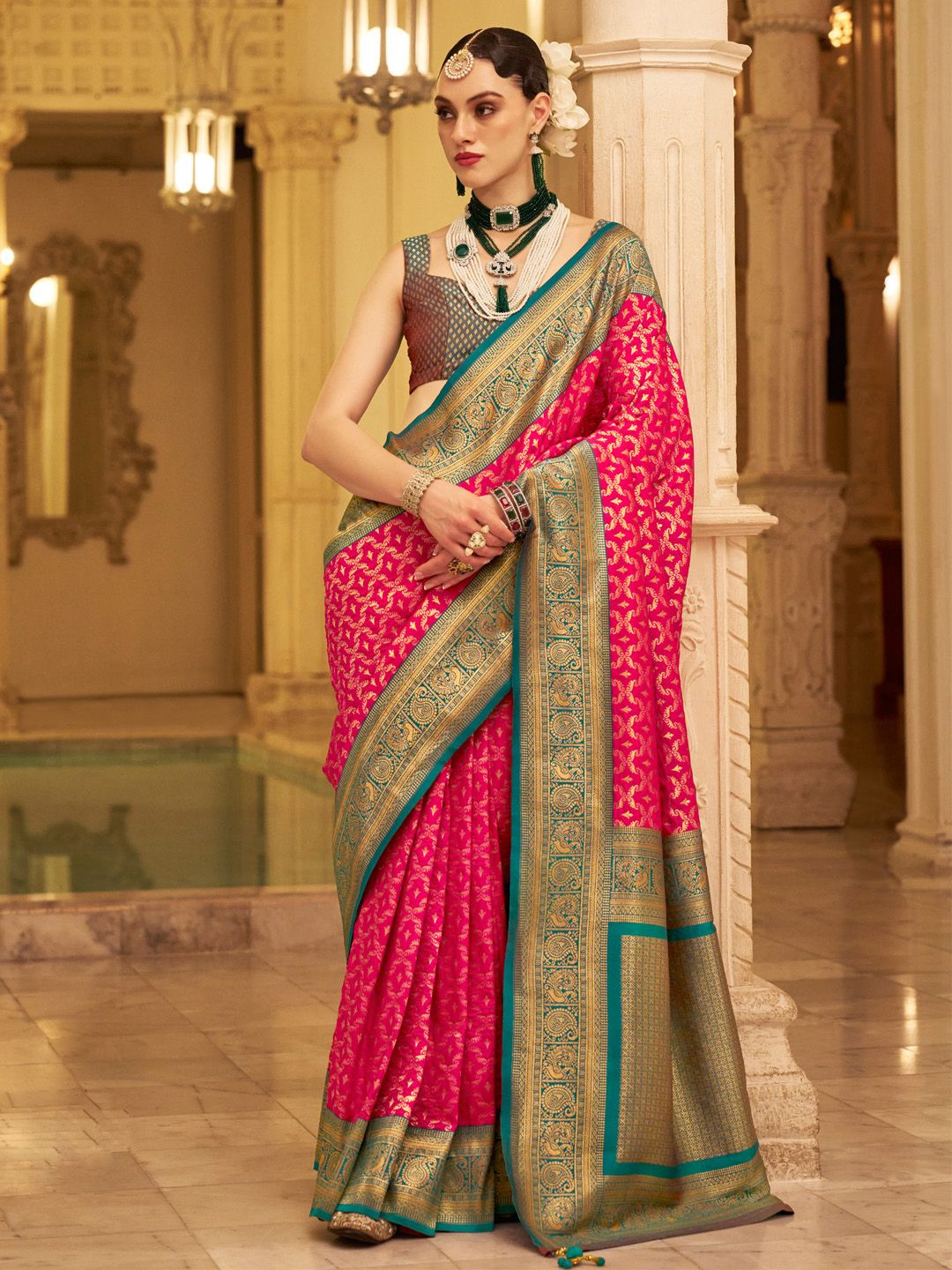 Anouk Ethnic Motifs Zari Kanjeevaram Saree