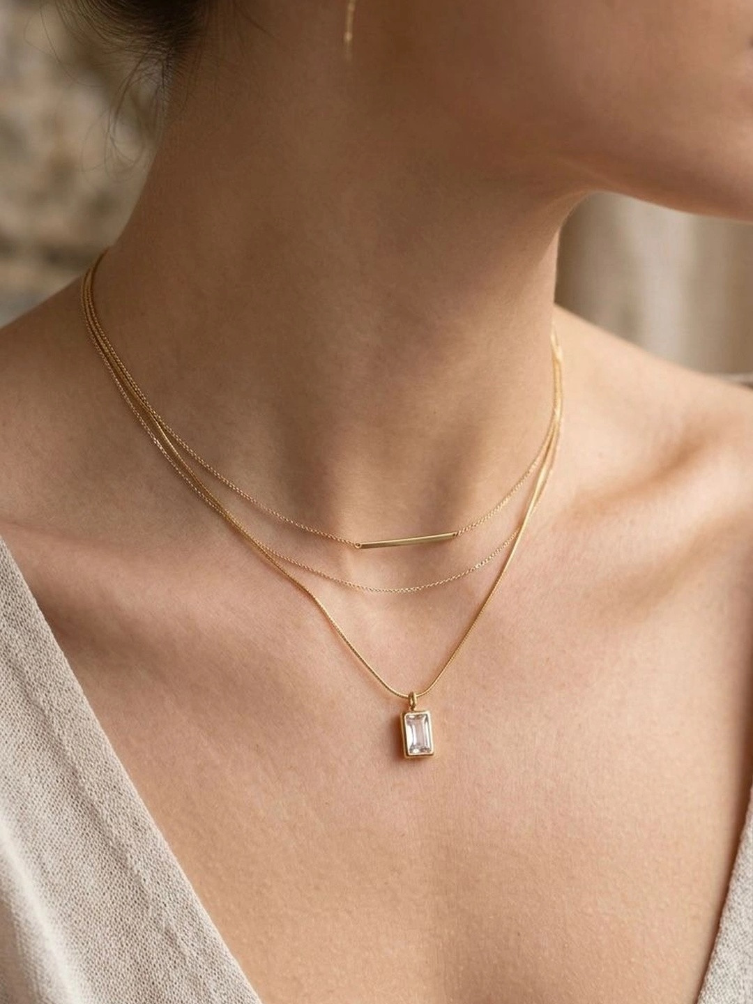 VELANTAE Gold-Plated Layered Necklace