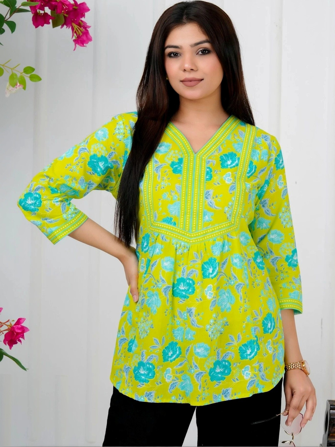 Threadflix Floral Print Cotton Top