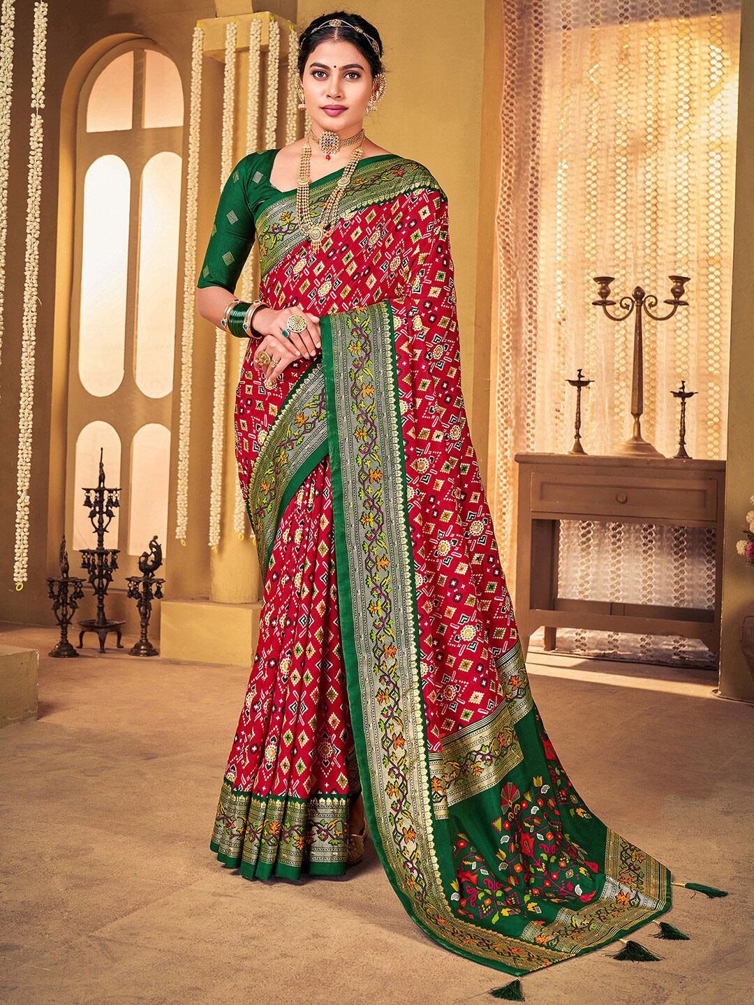 Anouk Ethnic Motifs Woven Design Zari Silk Blend Saree