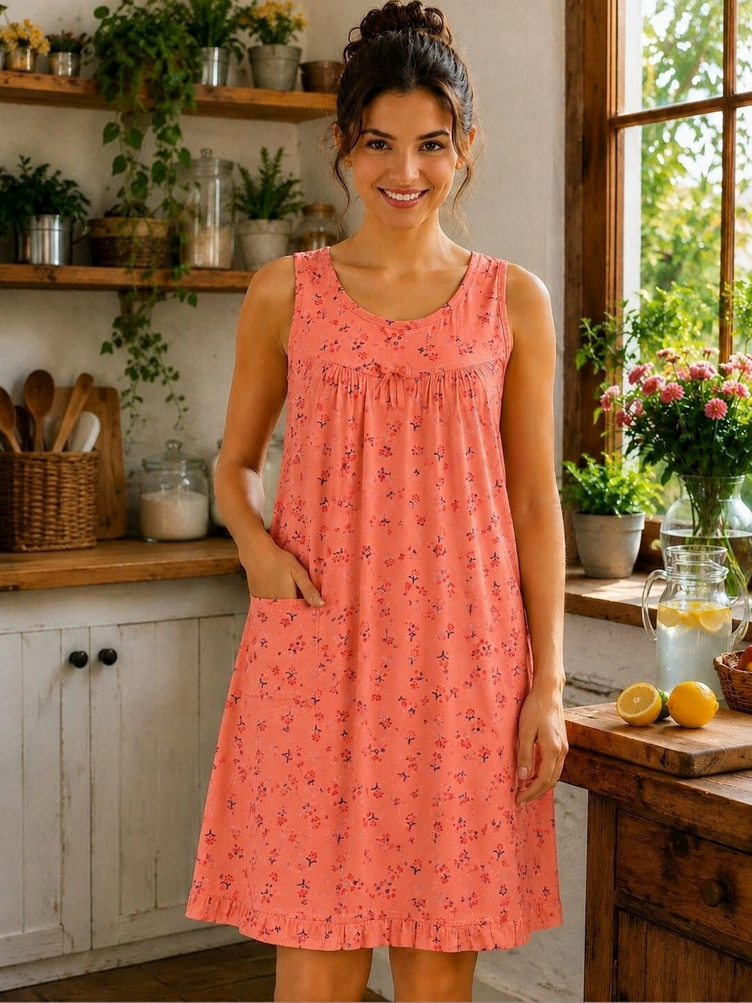 URBAN KANYA Floral Print Ruffled A-Line Dress