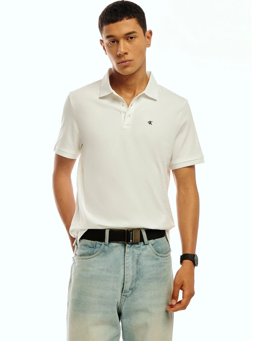 Calvin Klein Jeans Men Brand Logo Polo Collar T-shirt