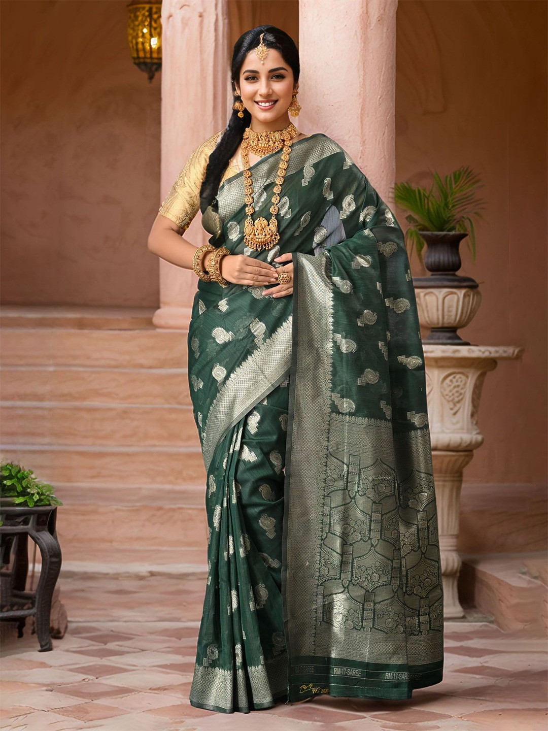 Anouk Paisley Woven Design Chanderi Saree
