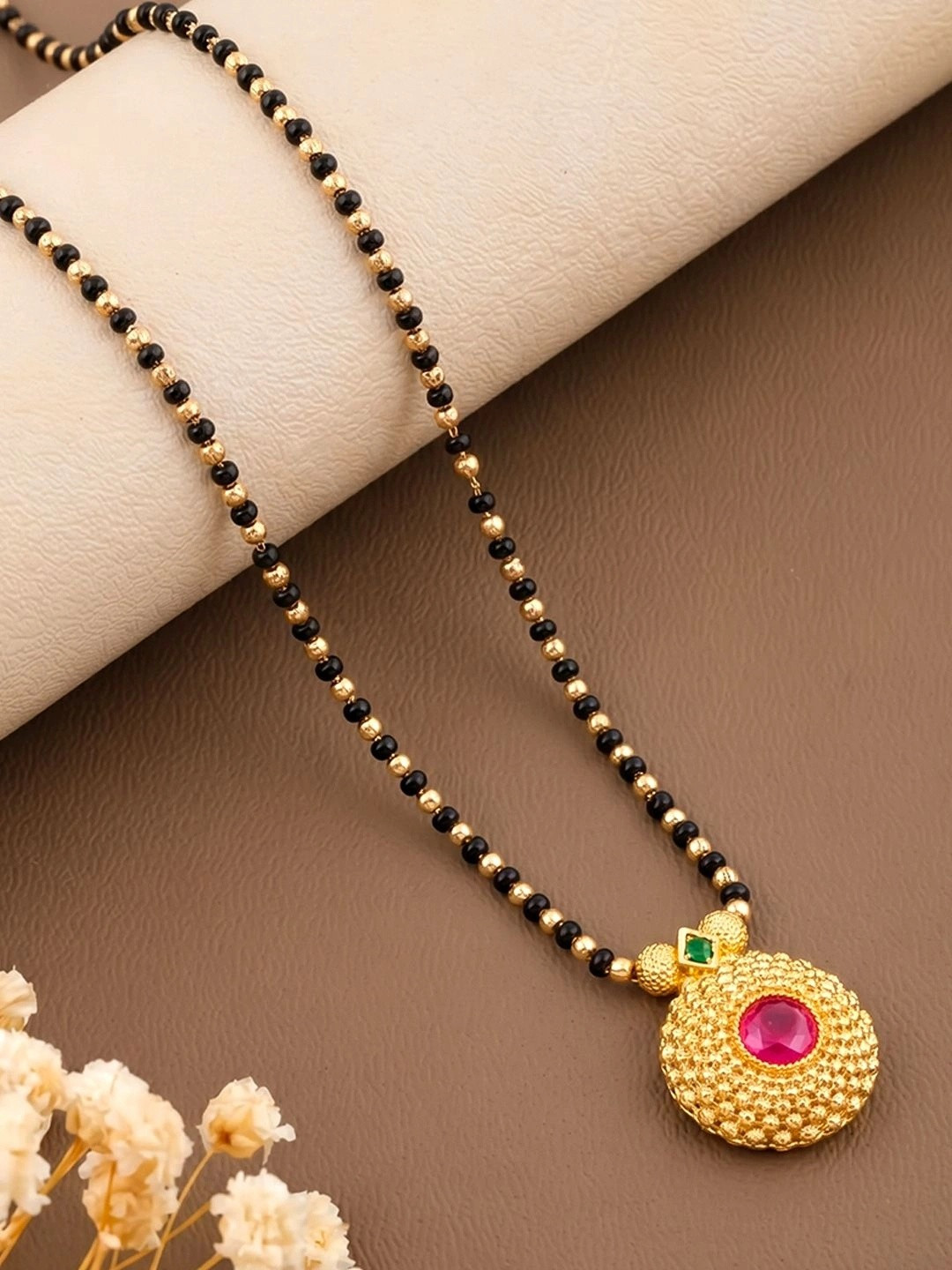 Peora Gold-Plated Artificial Beads Mangalsutra
