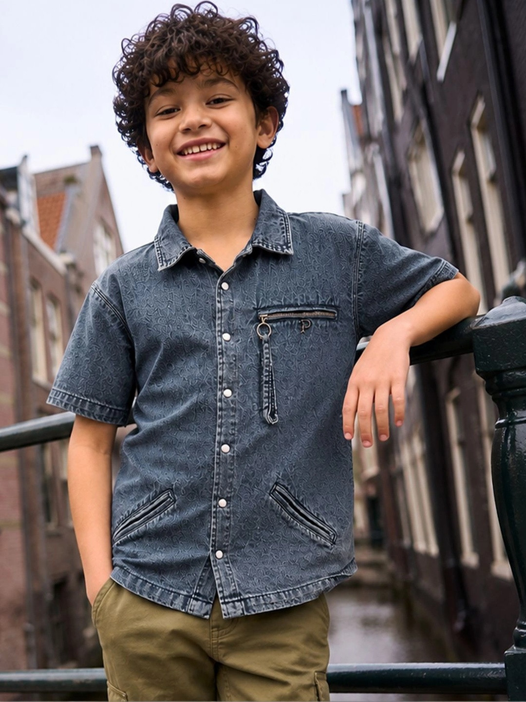 Purple United Kids Boys Printed Casual Shirt