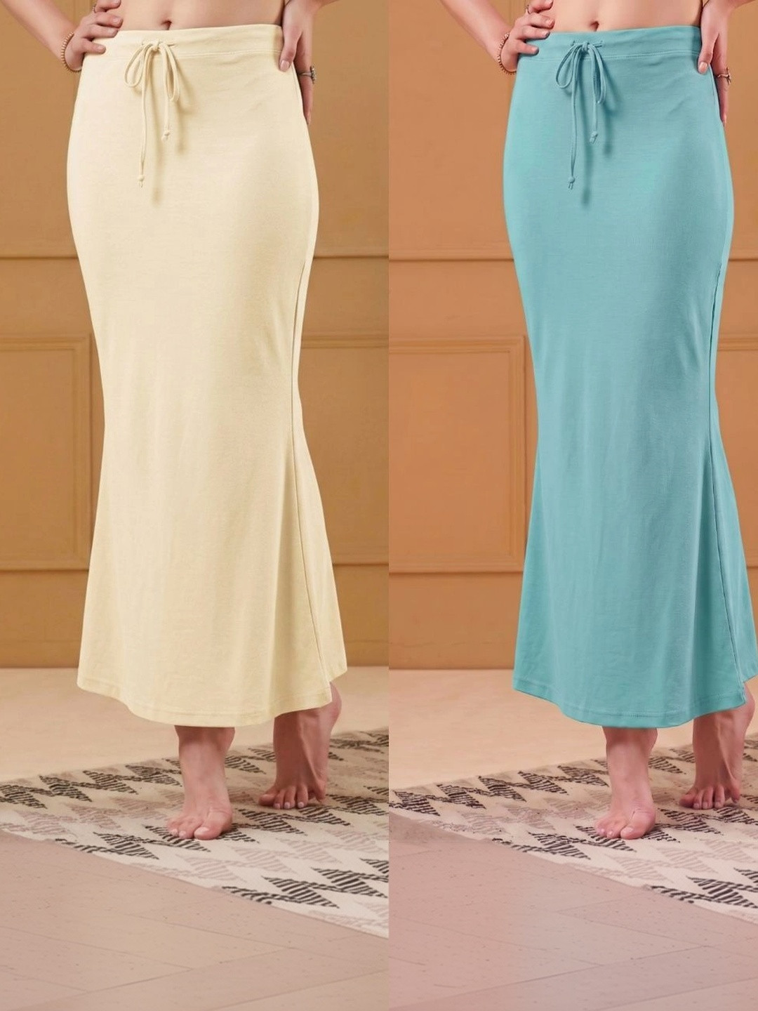 maatirang Pack Of 2 4 Way Strecheble Seamless Mermaid Fit Mid-Rise Saree Shapewear