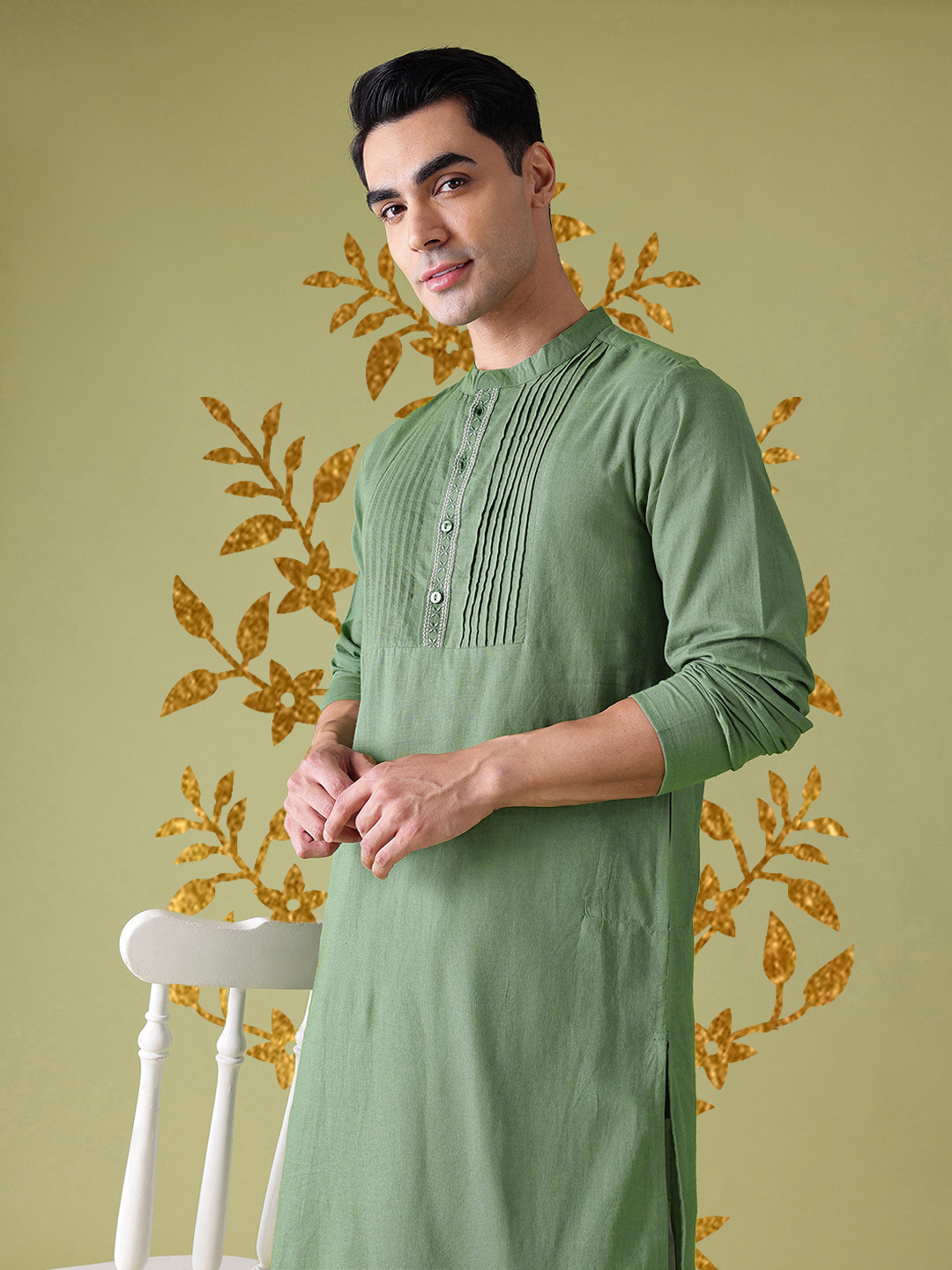 Anouk Pin Tucks Yoke Design Embroidered Republic Day Republic Day Kurta