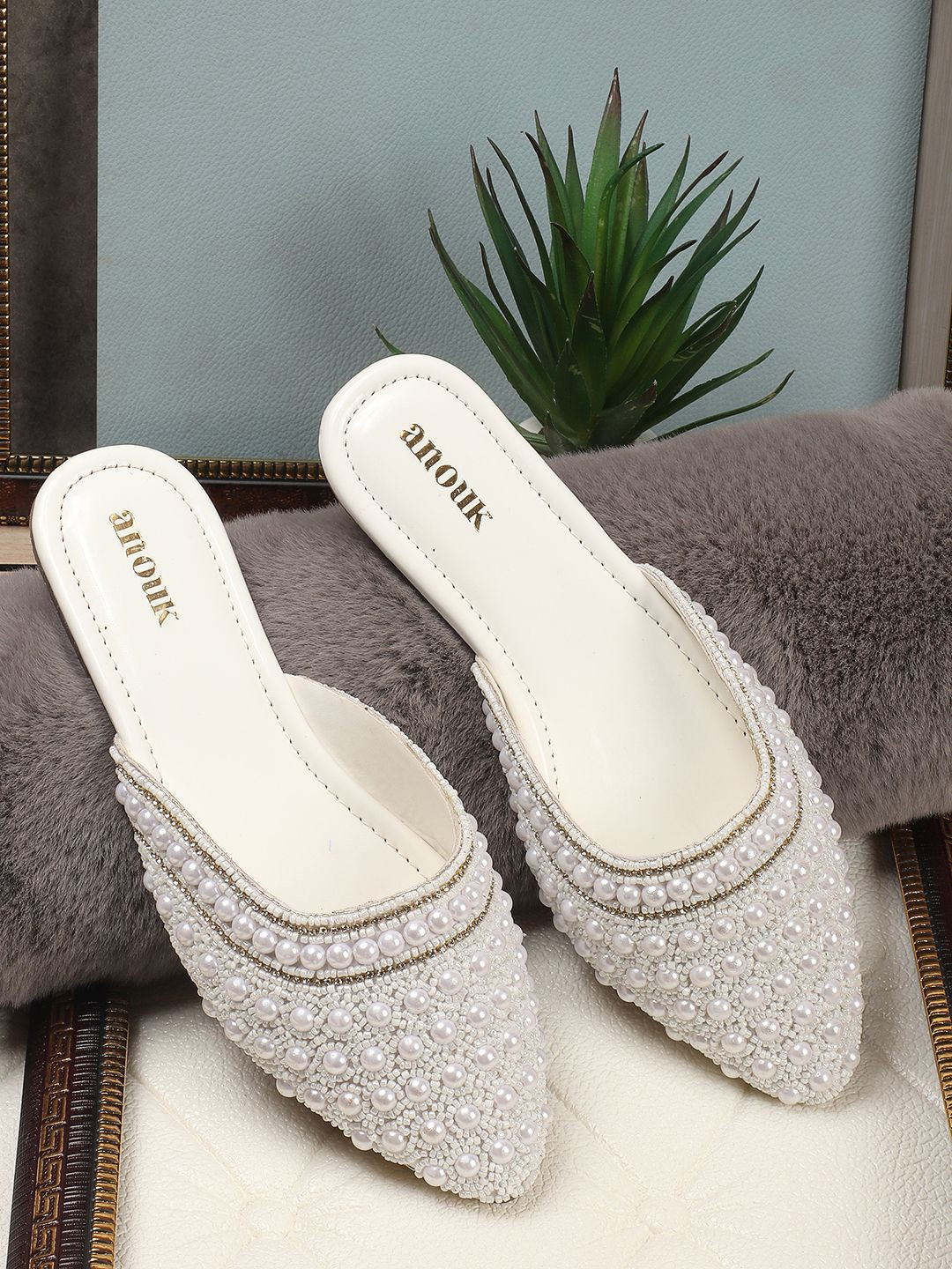 Anouk Women Embellished Ethnic Mules Flats