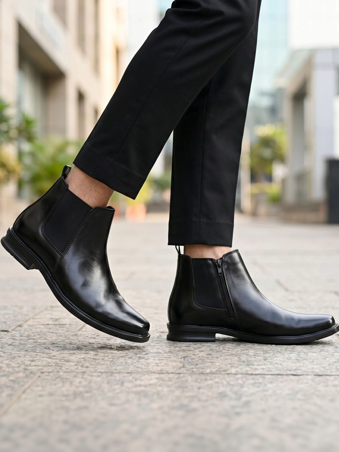 Knight Ace Men Square Toe Zip Regular Boots