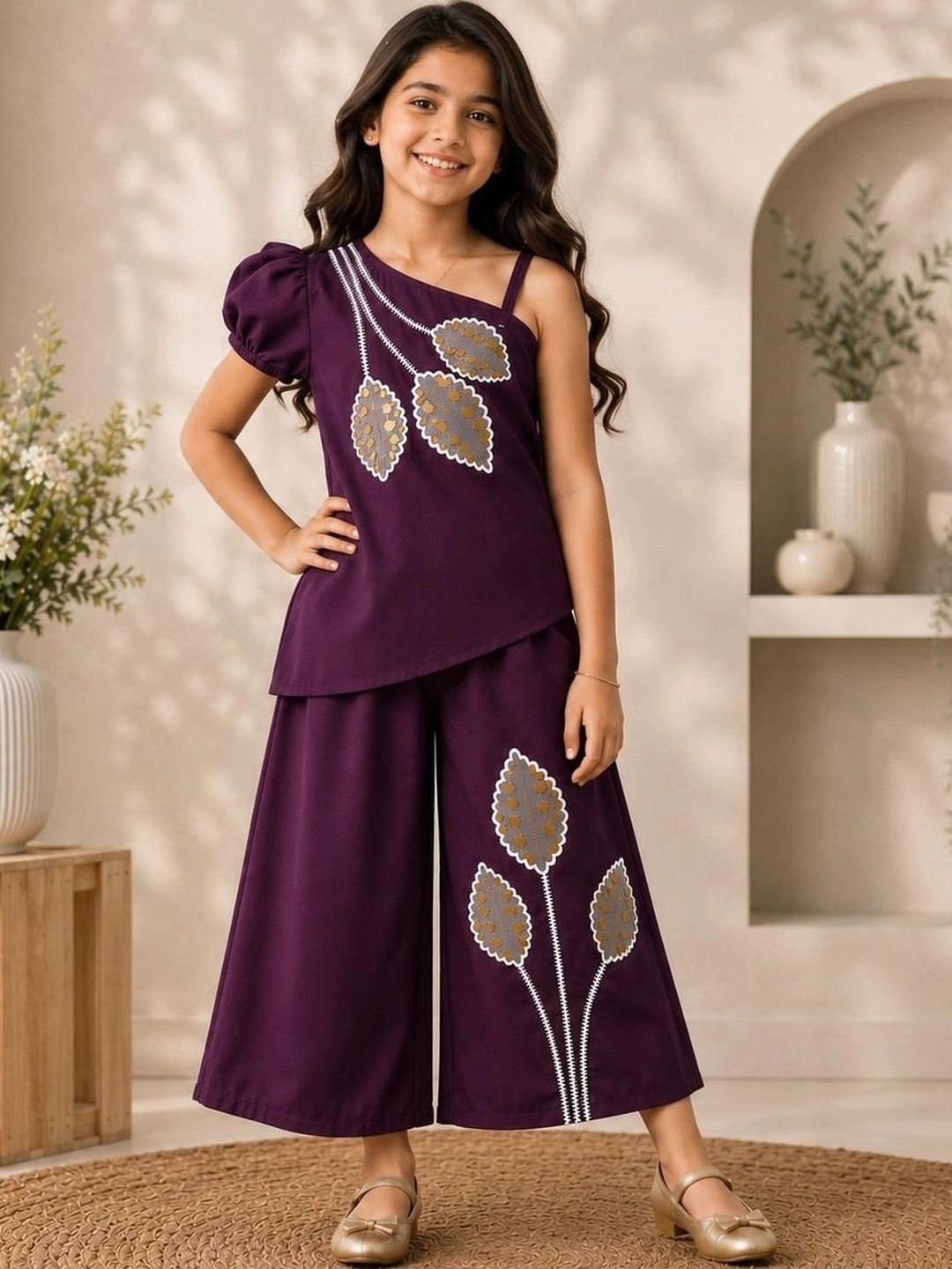 BAAQI Girls Printed Top with Palazzos