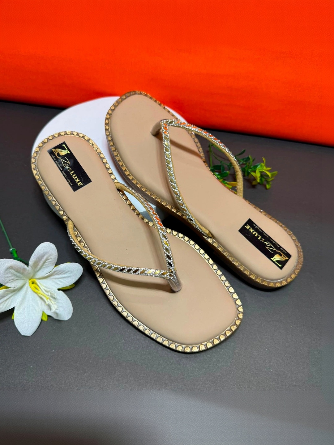 ZORILUXE Women Embellished Party Open Toe Flats