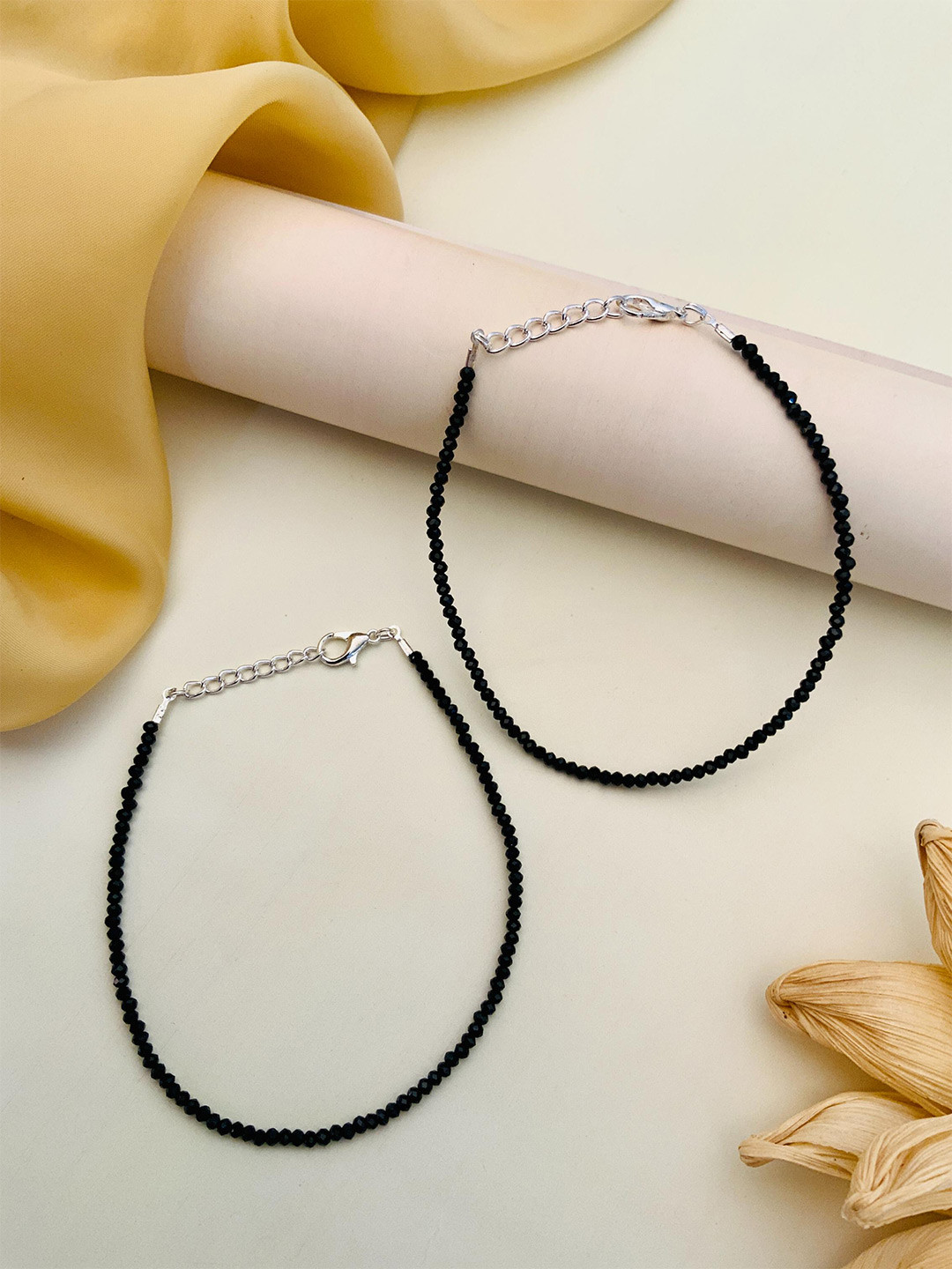 Anouk Silver-Plated Beaded Anklet