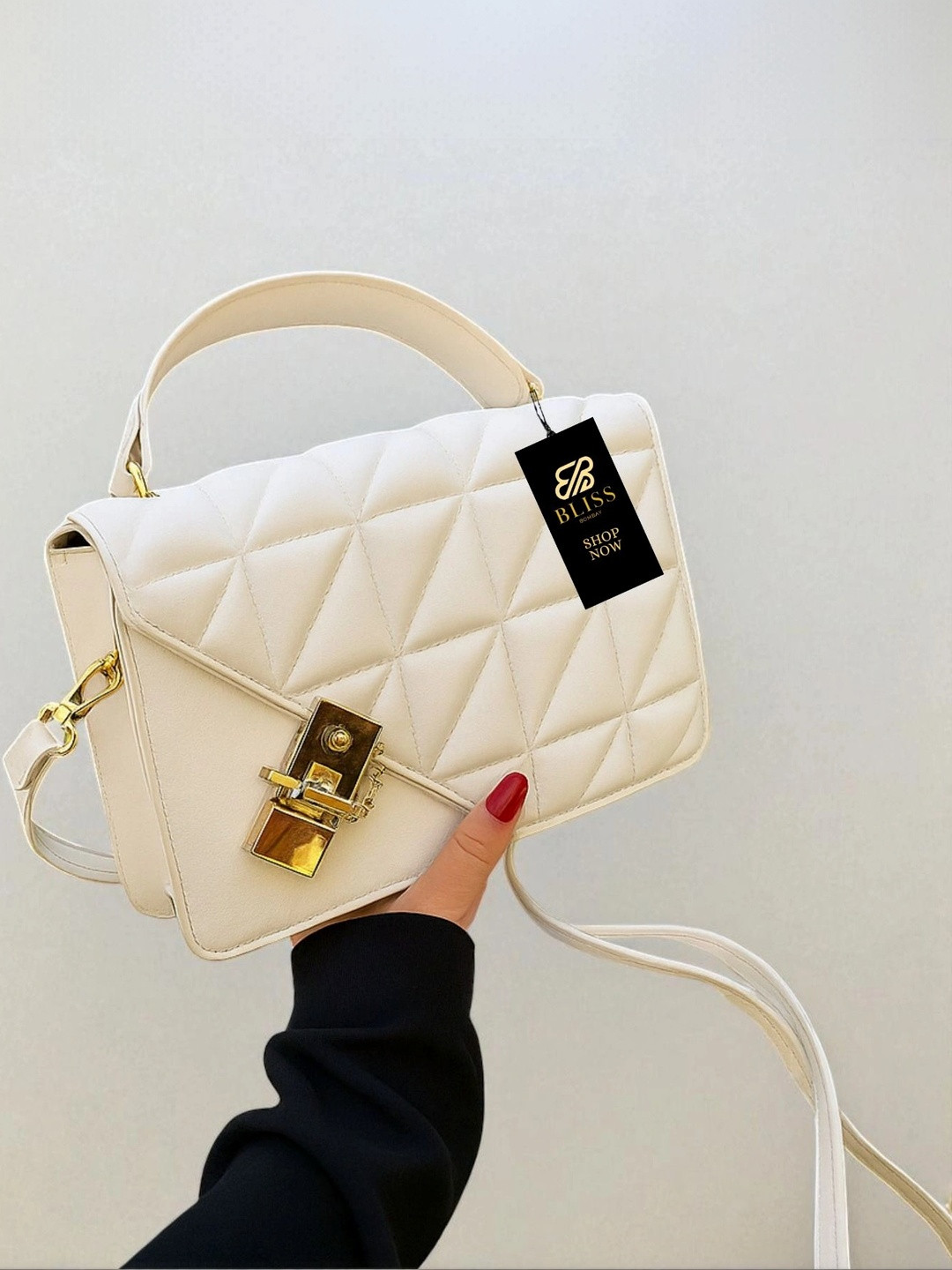 BLISS BOMBAY PU Handheld Bag with Quilted
