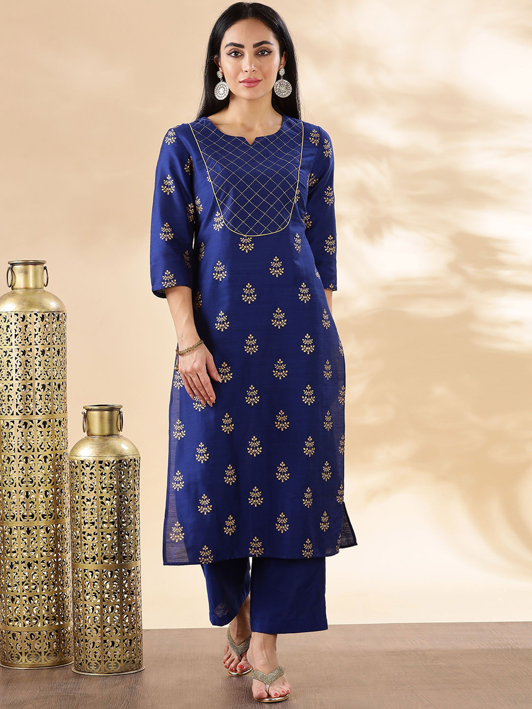 Anouk Embroided & Printed Ethnic motits Regular Kurta with palazzos & Navratri outfit