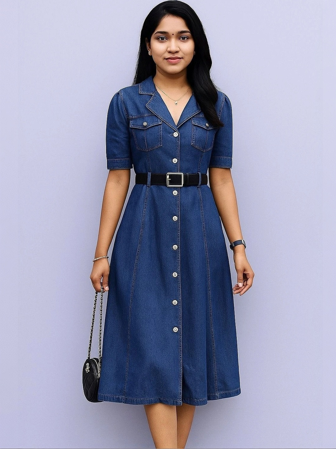 2013 USK COLLECTION Denim A-Line Midi Dress
