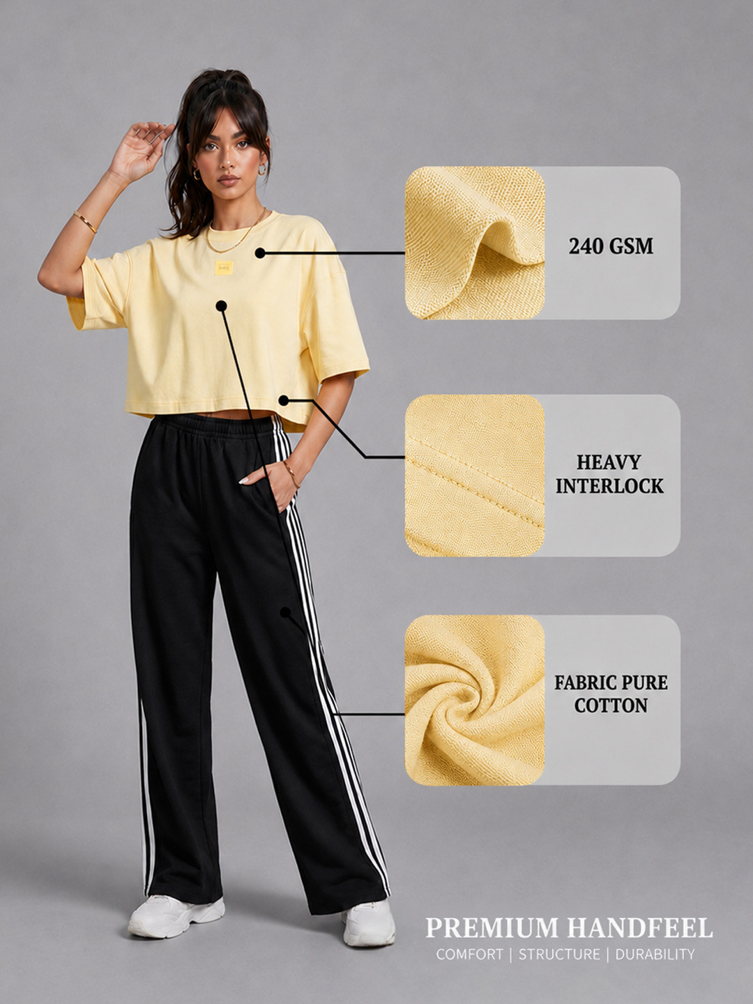 Drop Zero by Glitchez Drop-Shoulder Sleeves Heavy Interlock Pure Cotton Boxy T-shirt