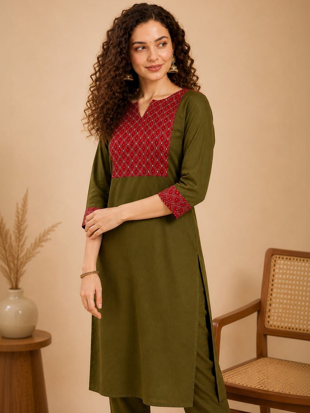 Anouk Printed Regular Kurta with Trousers & With Dupatta