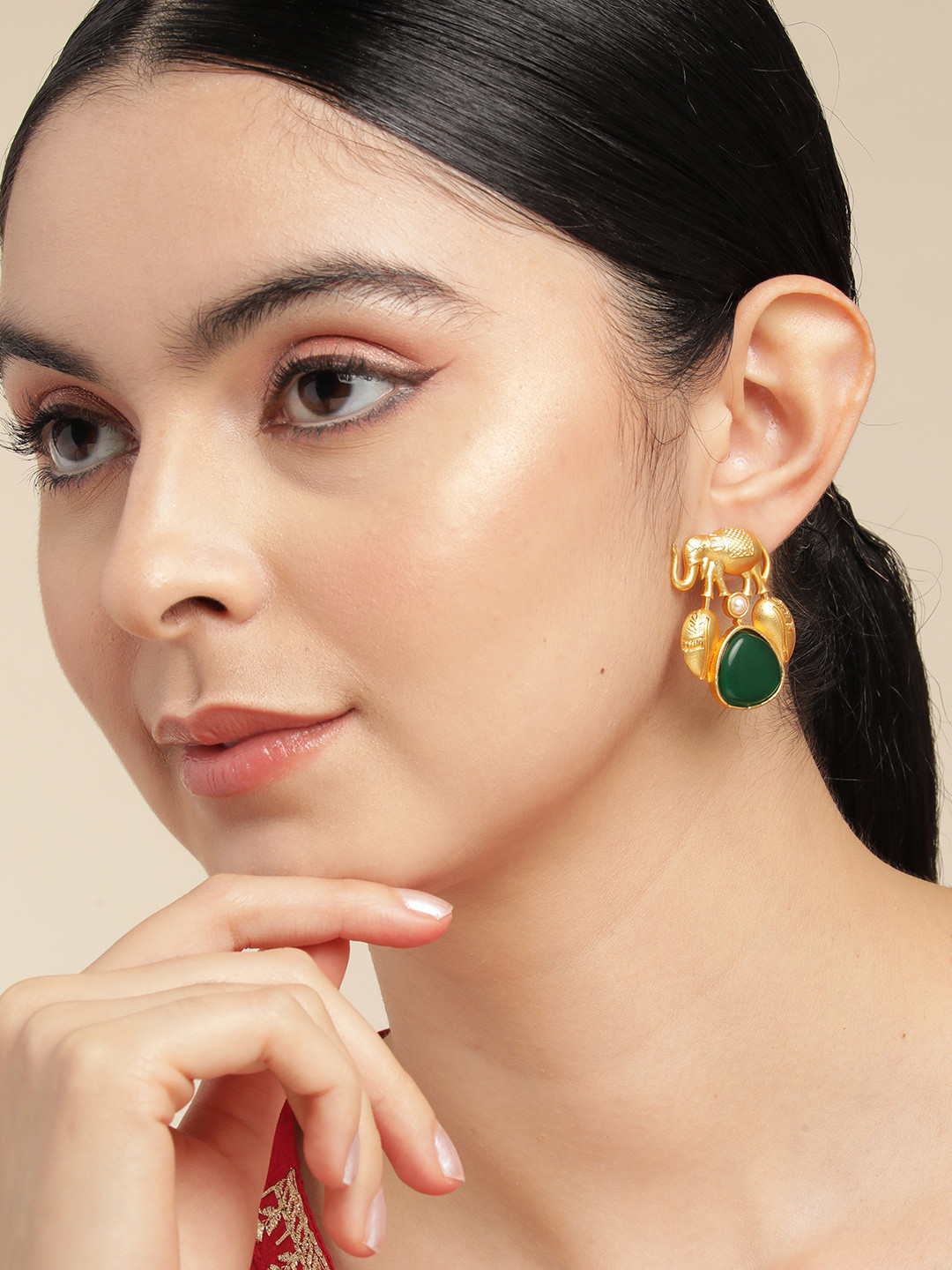 Anouk Gold Plated Beaded Contemporary Drop Earrings