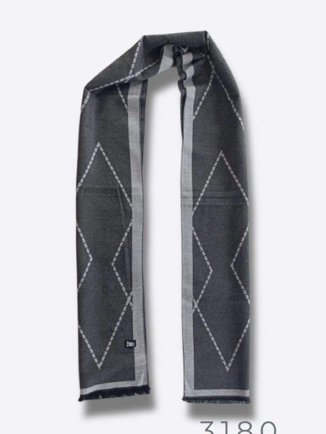 3180 Unisex Winter Dark Grey & Light Grey Viscose Dashed Diamond Muffler