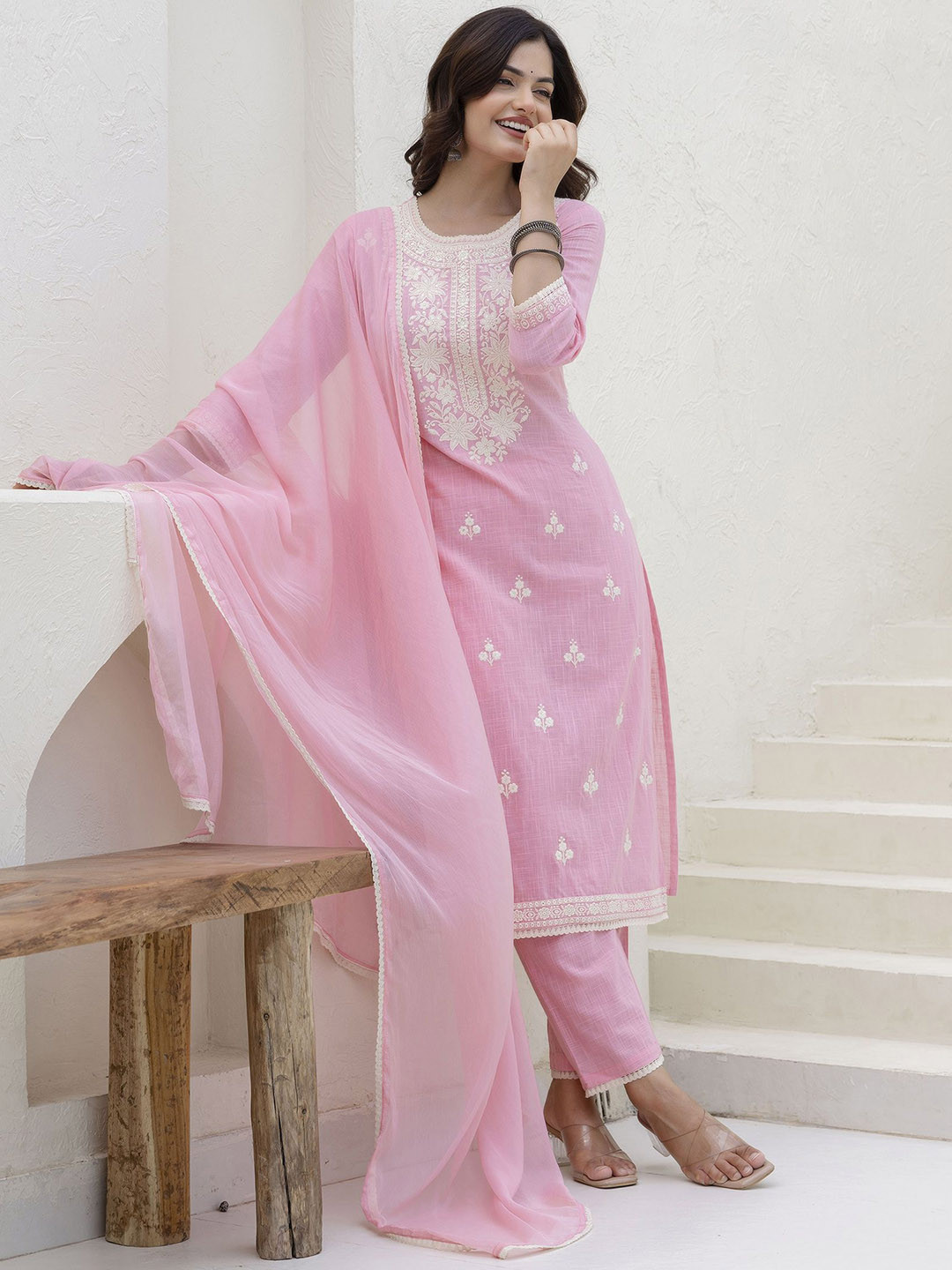Anouk Women Ethnic Motifs Embroidered Regular Zardozi Kurta with Pyjamas & Dupatta