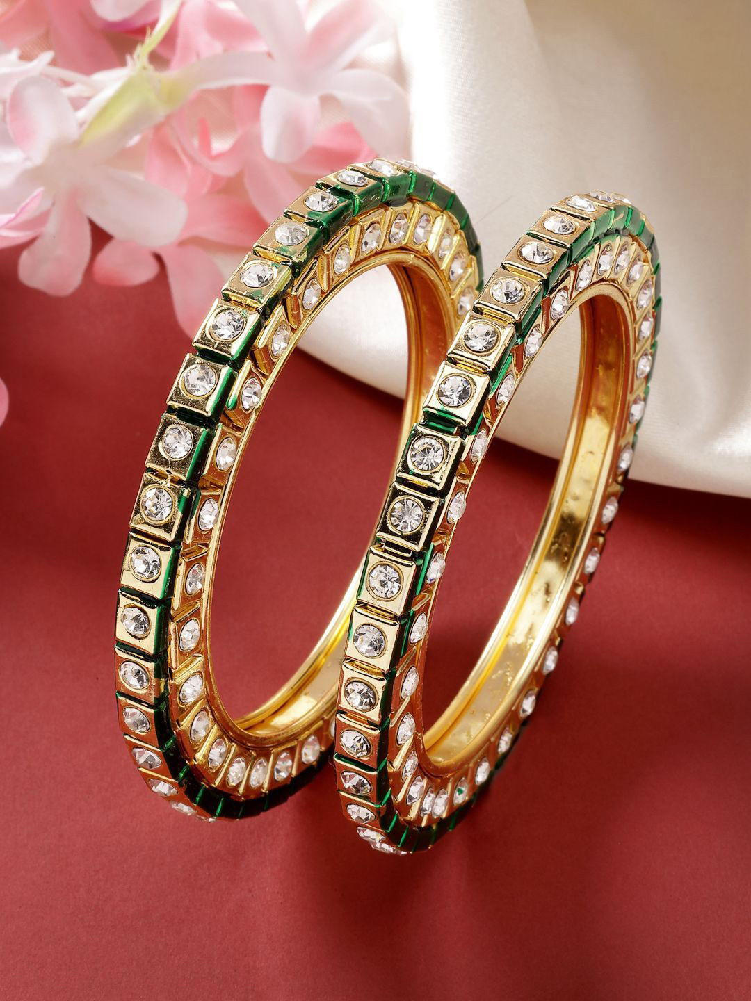 Anouk Women Set of 2 Gold-Plated Kundan-Studded Bangles
