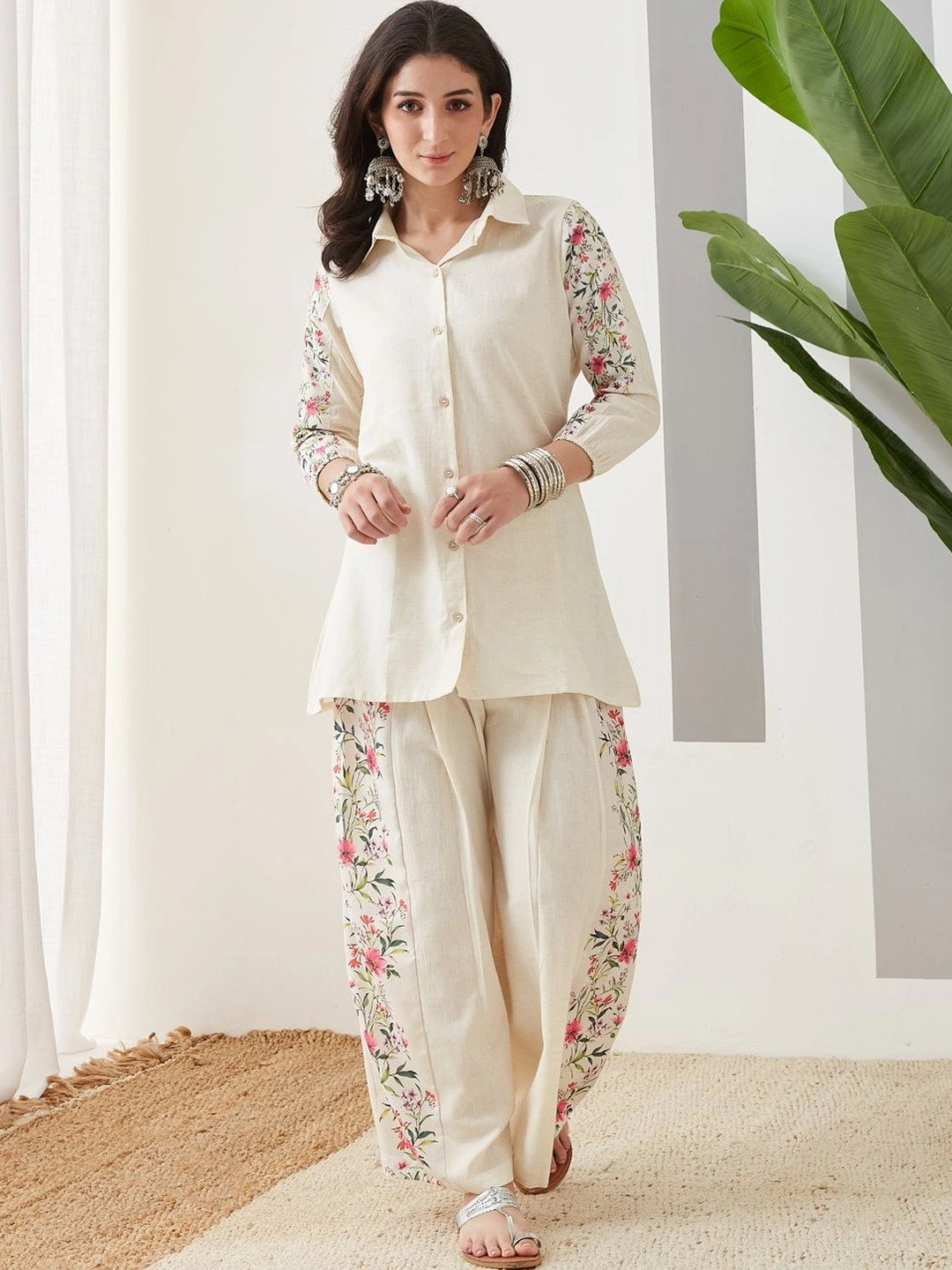KROLIANT Floral Printed Shirt with Palazzos