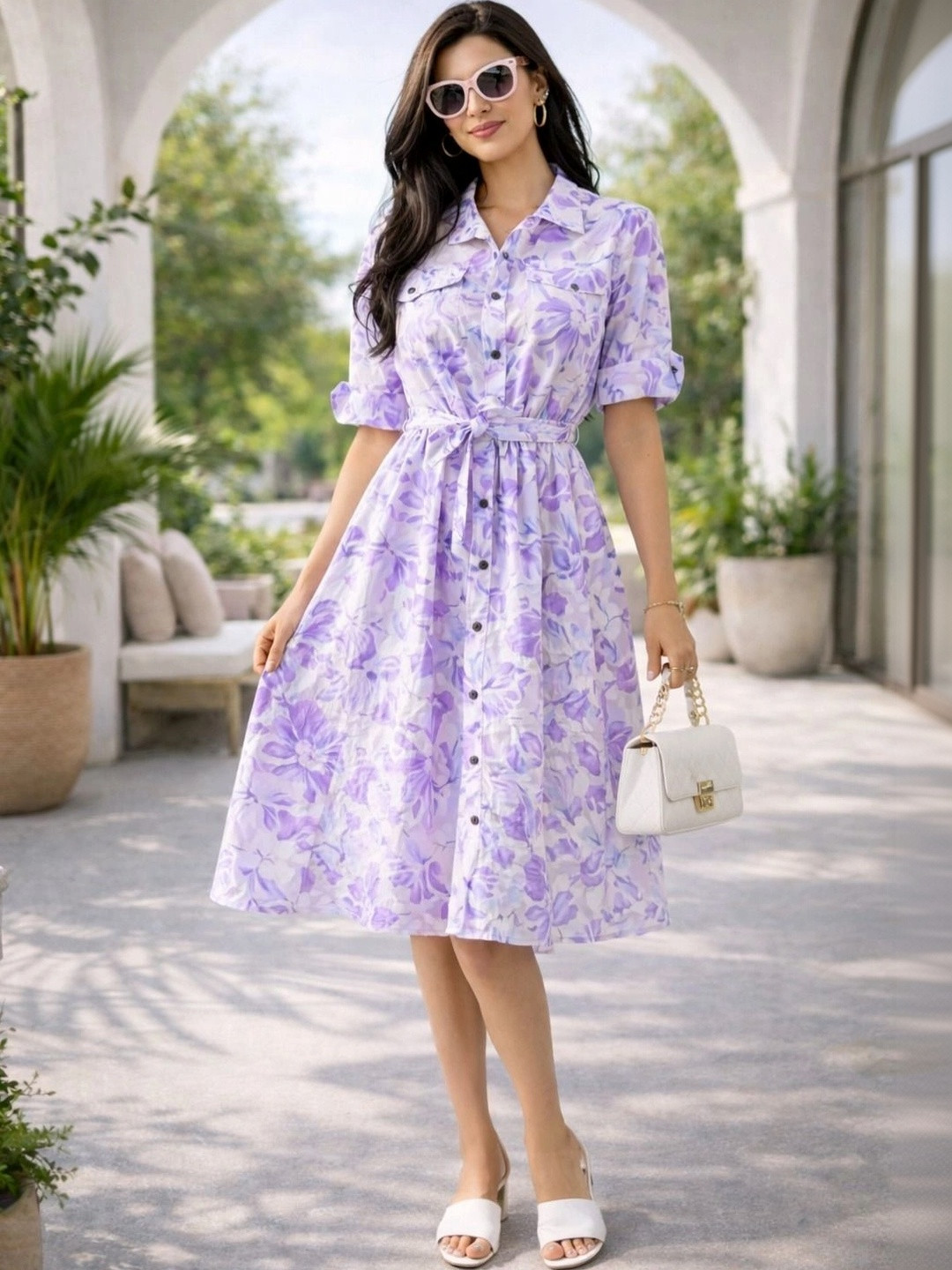 2013 USK COLLECTION Floral Print A-Line Dress