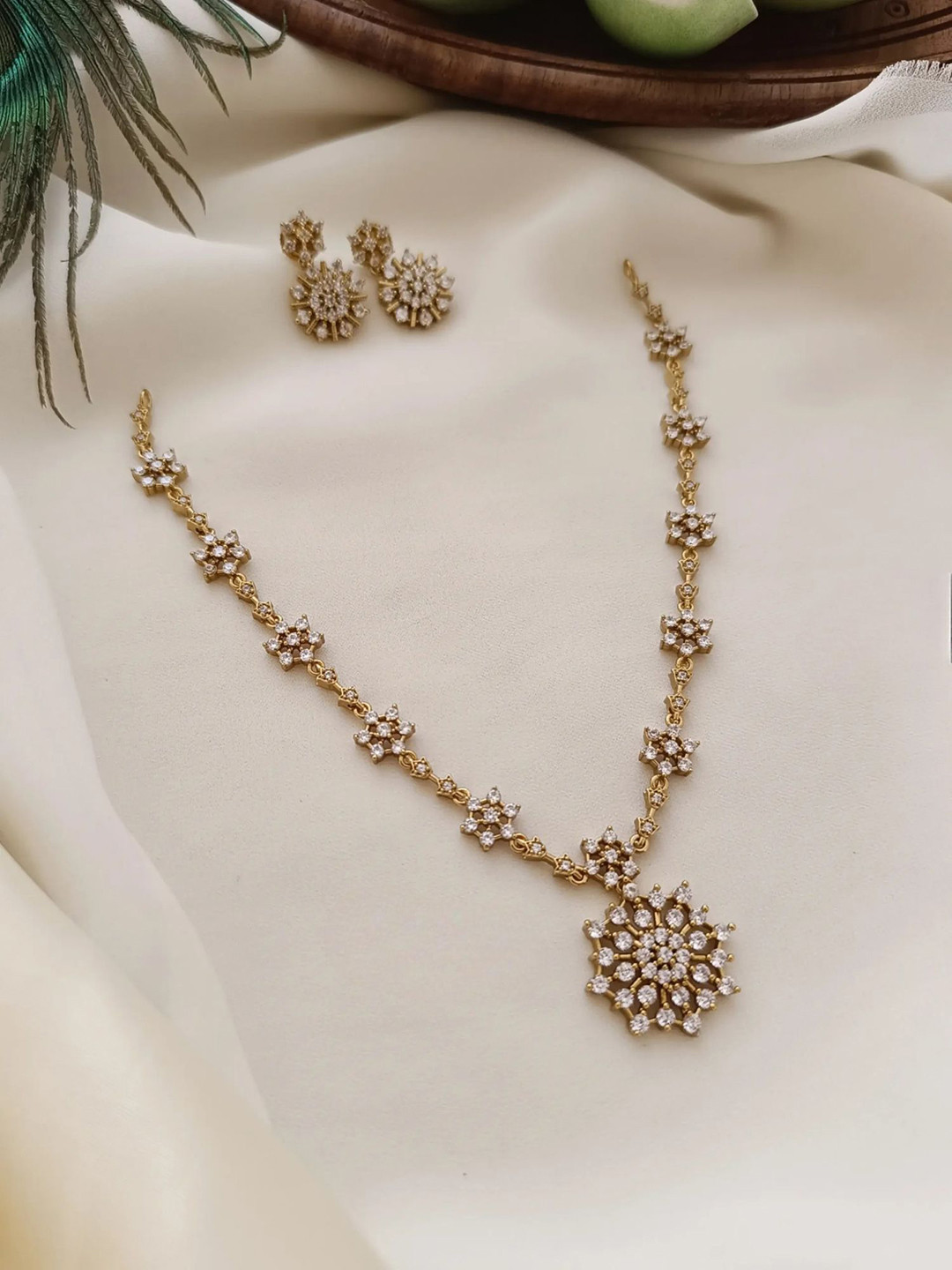 Anouk Gold-Plated Cubic Zirconia-Studded & Beaded Jewellery Set