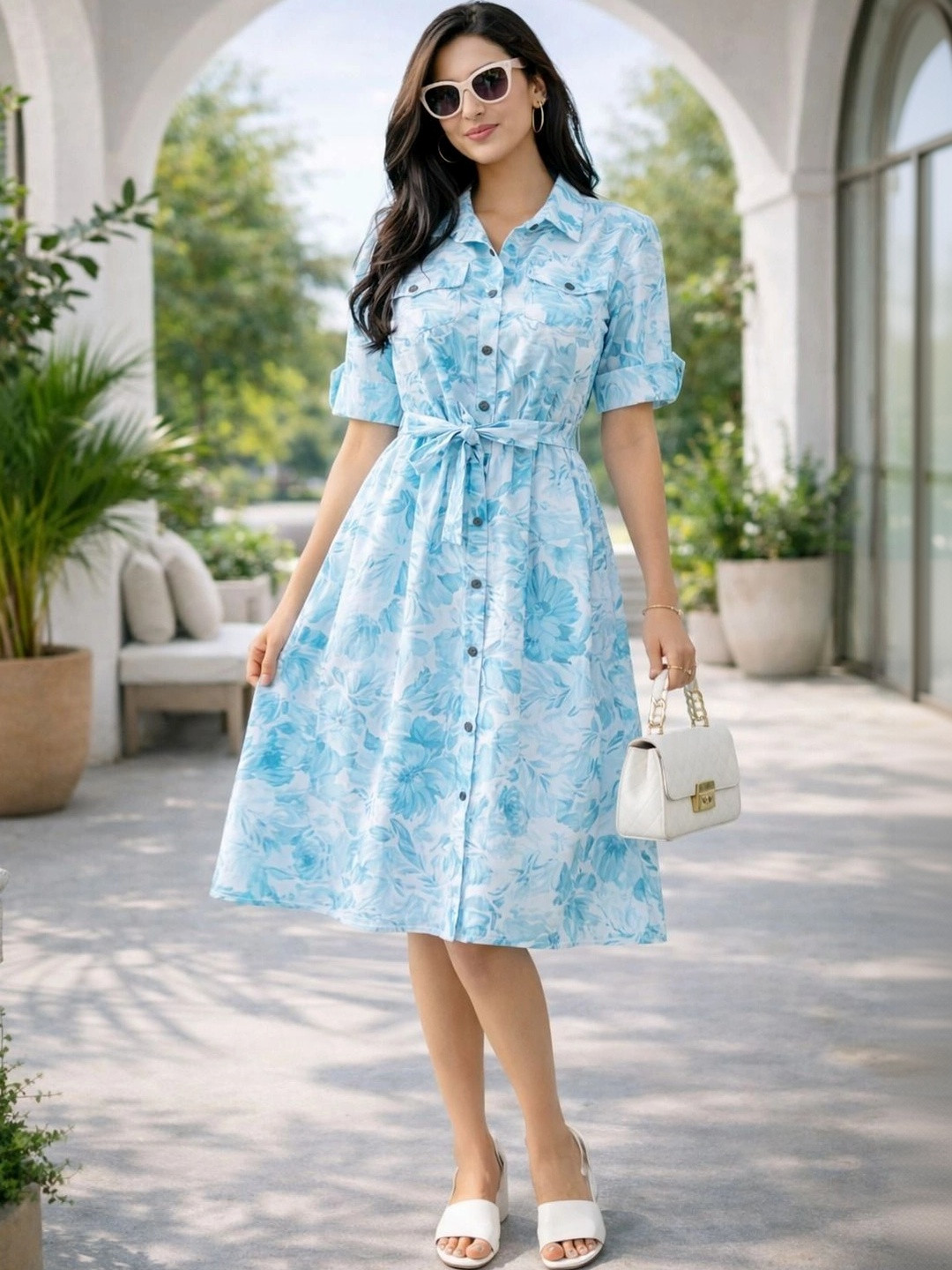 2013 USK COLLECTION Floral Print A-Line Midi Dress