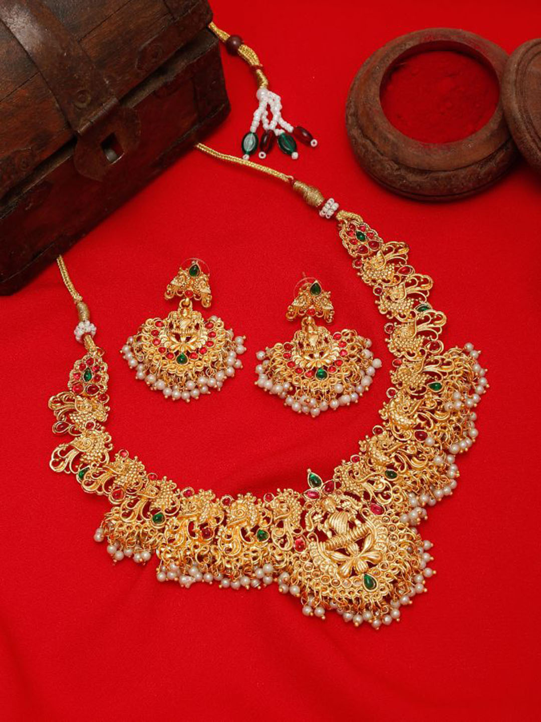 Anouk Gold-Plated Stone Studded Jewellery Set