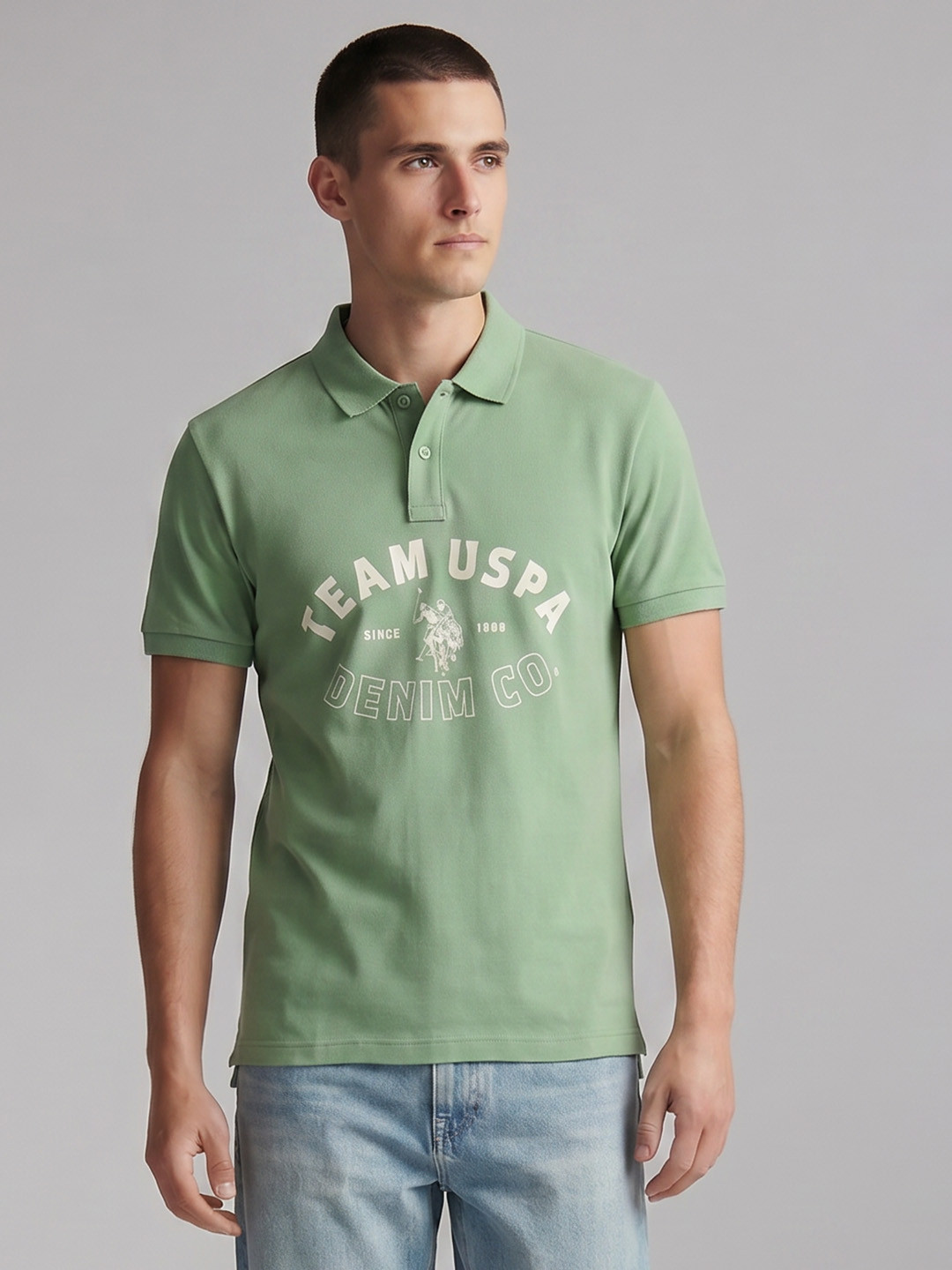 U.S. Polo Assn. Denim Co. Typography Printed Pure Cotton T-shirt