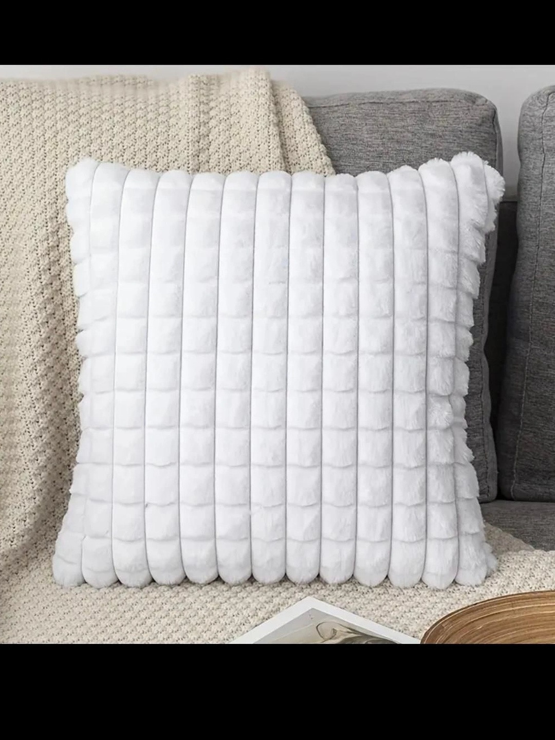 TANLOOMS White Velvet Blend Square Cushion Covers