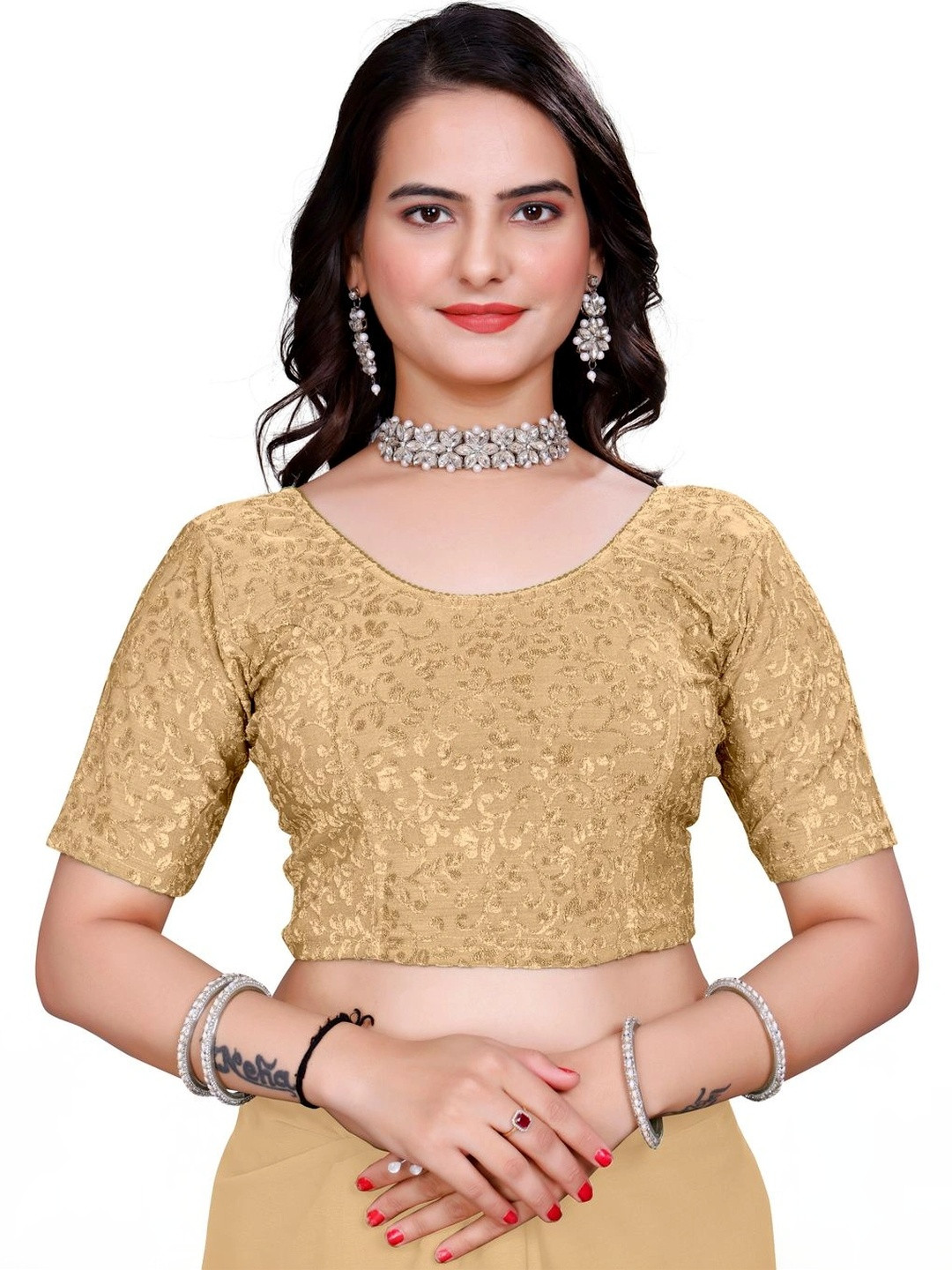 KIPZY Jacquard Woven Design Brocade Saree Blouse